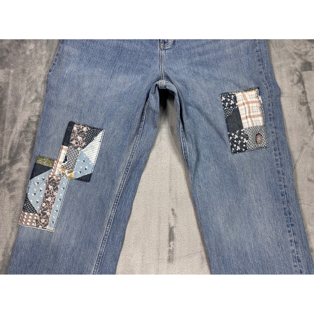 Abercrombie & Fitch Curve Love High Rise 90s Relaxed Patchwork Jeans Blue 31 - Picture 3 of 11